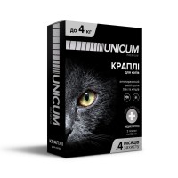 Unicum PREMIUM краплі від бліх та кліщів для котів 0-4 кг. Unicum PREMIUM краплі від бліх та кліщів для котів 0-4 кг.