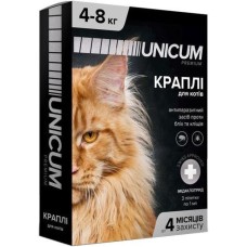 Unicum PREMIUM краплі від бліх та кліщів для котів 4-8 кг.