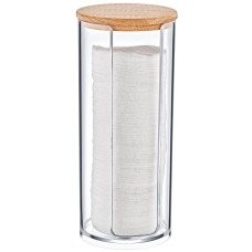 FT-203 Циліндр великий під ватні диски 6*17 см, прозорий з дерев'яною кришкою