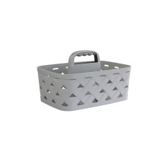 50888-Кошик пластиковий із текстурою шкіри з ручкою DecoBella, коричневий