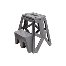 Табурет складаний зі сходинкою, вантажопідйомність 150 кг, великий, сірий