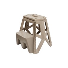 Табурет складаний зі сходинкою, вантажопідйомність 150 кг, великий, бежевий