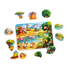 Деревянная настольная игра "А где звери?" Ubumblebees (ПСД175) PSD175 сортер-вкладыш