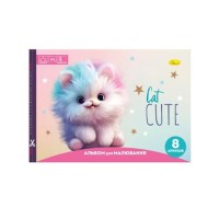Альбом для рисования "Cat Cute" A4 АП-0301-7, 8 листов, скоба с перефорацией