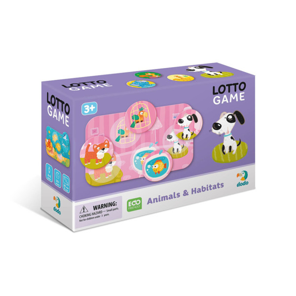 Настільна гра Лото Тварини і їх місця проживання DoDo 300196, 6 карток, 24 фішки
