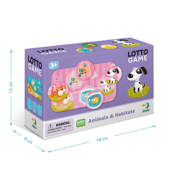 Настільна гра Лото Тварини і їх місця проживання DoDo 300196, 6 карток, 24 фішки