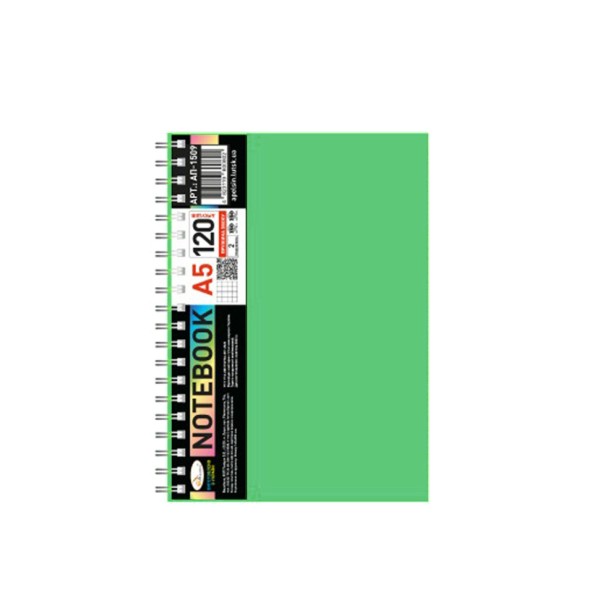 Блокнот А5 АП-1509(Green) 120 листов, пружина сбоку