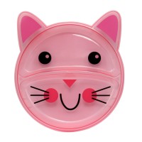 Детская секционная тарелочка "Кот" 6000_кіт_рожевий