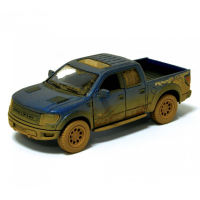Детская модель машинки пикап Ford F-150 SVT Raptor-Supercrew Muddy Kinsmart KT5365WY инерционная, 1:46 Blue