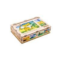 Дерев’яний дитячий пазл 4в1 "Дикі звірі" Puz-58714, 80 елементів