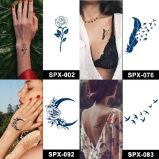 Набор из 4 долговременных тату «Птицы и цветы» SPX-set-02, 5 х 5 см