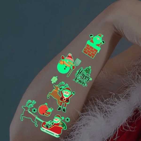Набор временных тату "Рождество №2" kids-tatto-set10-2-christmass, светящиеся 12 х 7 см