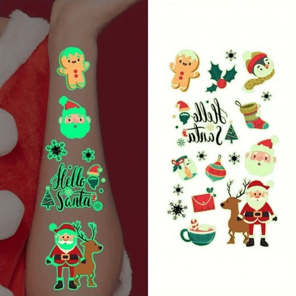Набор временных тату "Рождество №2" kids-tatto-set10-2-christmass, светящиеся 12 х 7 см