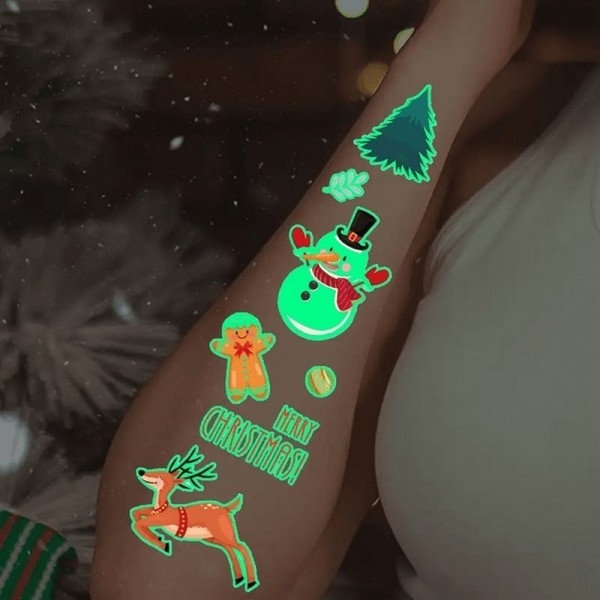 Набор временных тату "Рождество №2" kids-tatto-set10-2-christmass, светящиеся 12 х 7 см