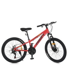 Велосипед MTB2401-1, 24 дюймів, алюмінієва рама 11 Shimano 21SP червоно-чорний