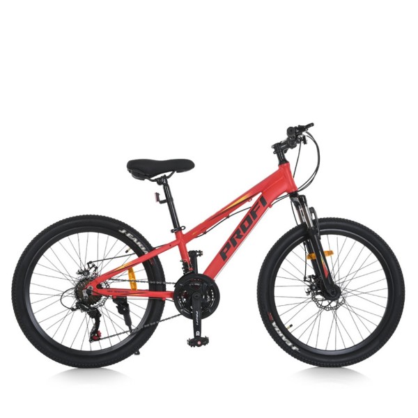 Велосипед MTB2401-1, 24 дюймів, алюмінієва рама 11 Shimano 21SP червоно-чорний