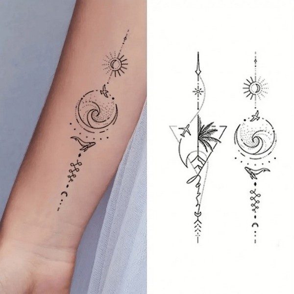 Набор детских временных тату "Черные мини №2" black-tattoo-mini-set-2-3, 30 штук по 9,5*5,5 см