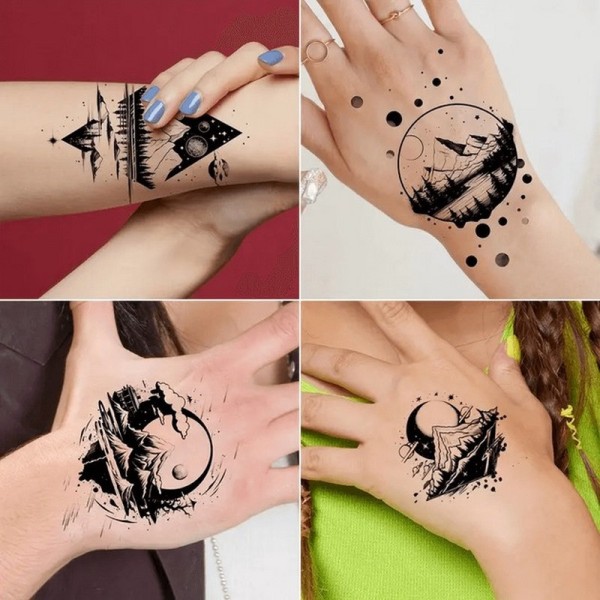 Набор детских временных тату "Черные мини №3" black-tattoo-mini-set-3-3, 30 штук по 9,5*5,5 см