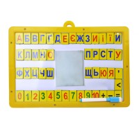 Дитяча розвиваюча дошка магнітно-маркерна (ДП-01) DP-01 з буквами і цифрами  Жовтий