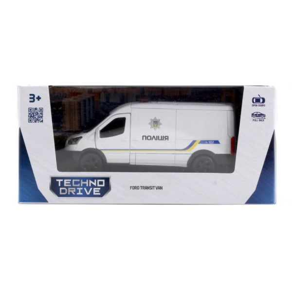 Автомодель "FORD TRANSIT VAN ПОЛІЦІЯ" TechnoDrive 250343U, 1:32