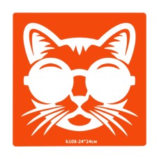 Трафарет для біо-тату Котик k108-24*24см, розмір 24х24см