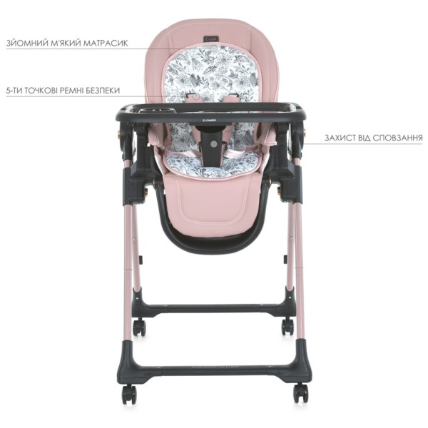 Стілець для годування ME 1037-B CRYSTAL Rose Gold до 15 кг