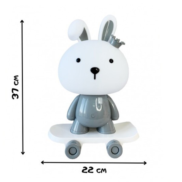 Нічник дитячий «Зайчик на скейті» MGZ-1407(Grey) живлення від USB