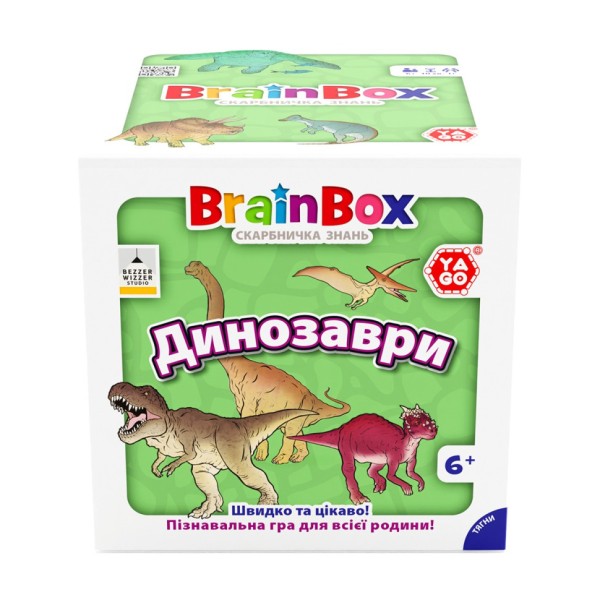 Карточная игра Brainbox "Динозавры" Yago BZZBRDI02UA 55 карточек 1 игральный кубик