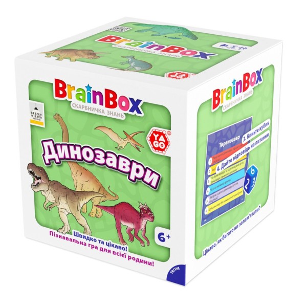 Карточная игра Brainbox "Динозавры" Yago BZZBRDI02UA 55 карточек 1 игральный кубик