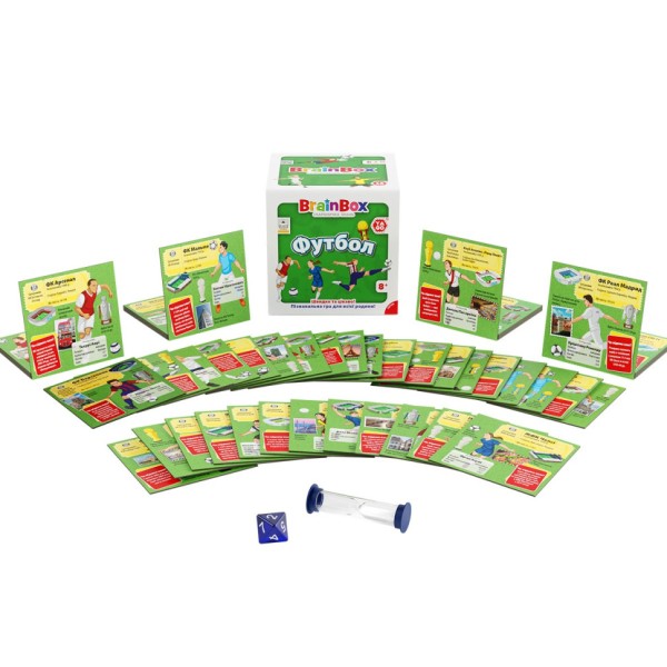 Карточная игра Brainbox "Футбол" Yago BZZBRFB02UA 55 карточек 1 игральный кубик