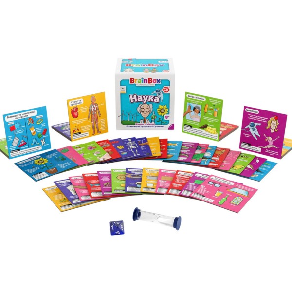 Карточная игра Brainbox "Наука" Yago BZZBRSC01UA 55 карточек 1 игральный кубик