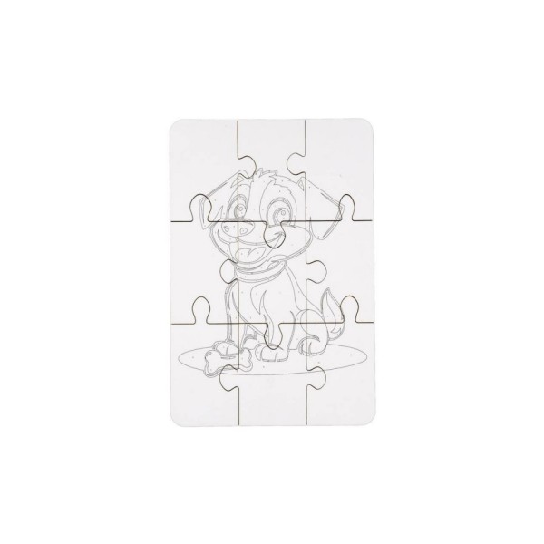 Деревянный пазл-раскраска А5 "Собачка" Puz-22940 кисточка, краски, клейкая пленка