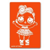 Трафарет для био-тату Кукла LOL zx016-24*34см, размер 24х34см