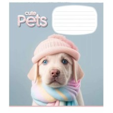 Тетрадь ученическая "Cute pets" 012-3253C-4 в косую линию, 12 листов