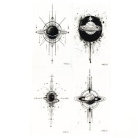 Набір тимчасових тату "Космос" black-tattoo-mini-set-space із 4 чорних по 9,5 х 5,5 см