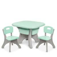 Детский столик с двумя стульями NEW TABLE-5 бежево-мятный