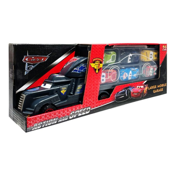 Игровой набор машинок "Тачки" 558-4 / 3788-1 грузовик с гаражом и 6 машинок