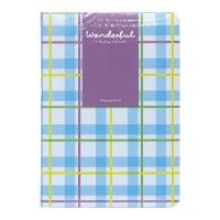Блокнот A6 "Wonderful" 6701-1 твердый переплет, 2 закладки и 2 резинки для ручек 80 листов 10х14,5 см  Голубой