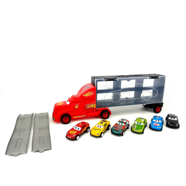 Игровой набор машинок "Тачки" 558-4 / 3788-2 грузовик с гаражом и 6 машинок