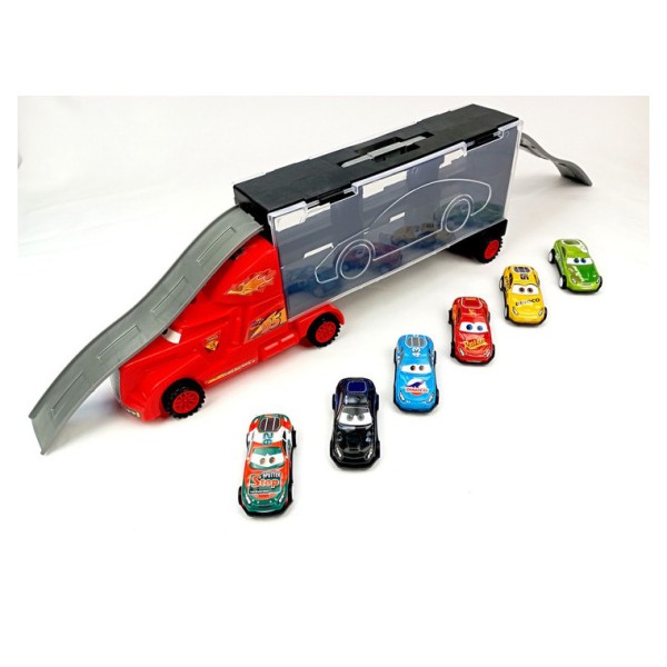 Игровой набор машинок "Тачки" 558-4 / 3788-2 грузовик с гаражом и 6 машинок