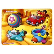 Деревянный пазл-вкладыш "Игрушки-1" Ubumblebees (ПСФ116) PSF116 фон с подсказкой