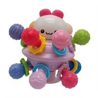 Детская погремушка "НЛО" 689 подвижные детали, на присоске Розовый