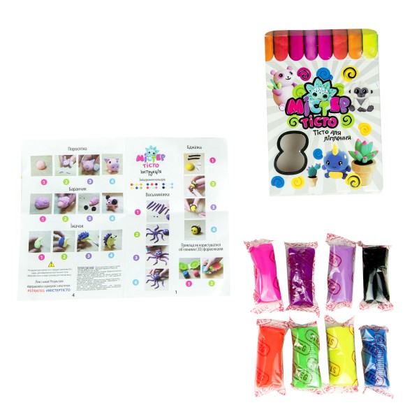 Набір маси для ліплення Strateg Містер тісто 8 кольорів українською мовою (30571)