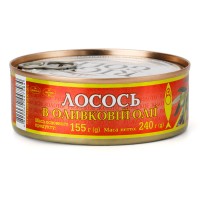 Лосось в оливковій олії ТМ «Ризьке Золото», ж/б  №3 з ключем, 240 г