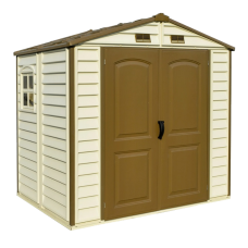 Сарай пластиковий StoreAll 245x168x220 см слонова кістка, коричний дах Сарай для саду дачі Хозблок Госпблок для саду