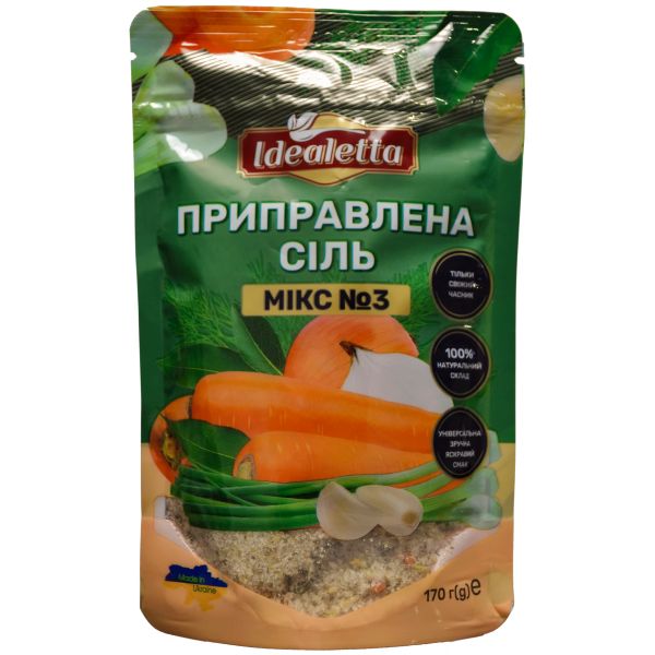 Приправленная соль Микс №3 с луком, морковью и укропом Idealetta 170 г х 3 шт