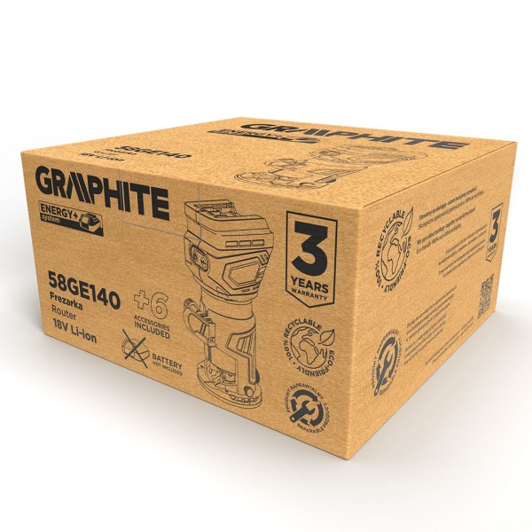 Акумуляторний безщітковий фрезер Energy+ 18 В GRAPHITE