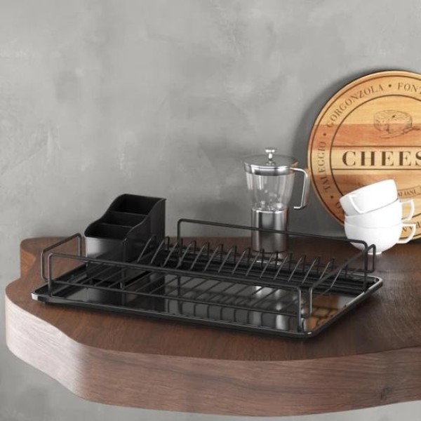 Сушарка для посуду Tekno-tel KB006 однорівнева 33х48х12 см Чорна