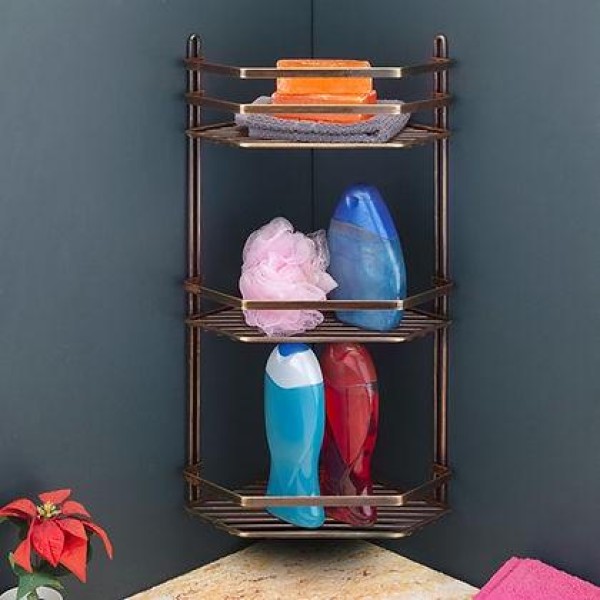 Полка угловая трехъярусная для ванной комнаты TEKNO-TEL ES076A бронза