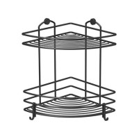 Полиця кутова двоярусна для ванної кімнати TEKNO-TEL BK022H 20х20х28 см чорний